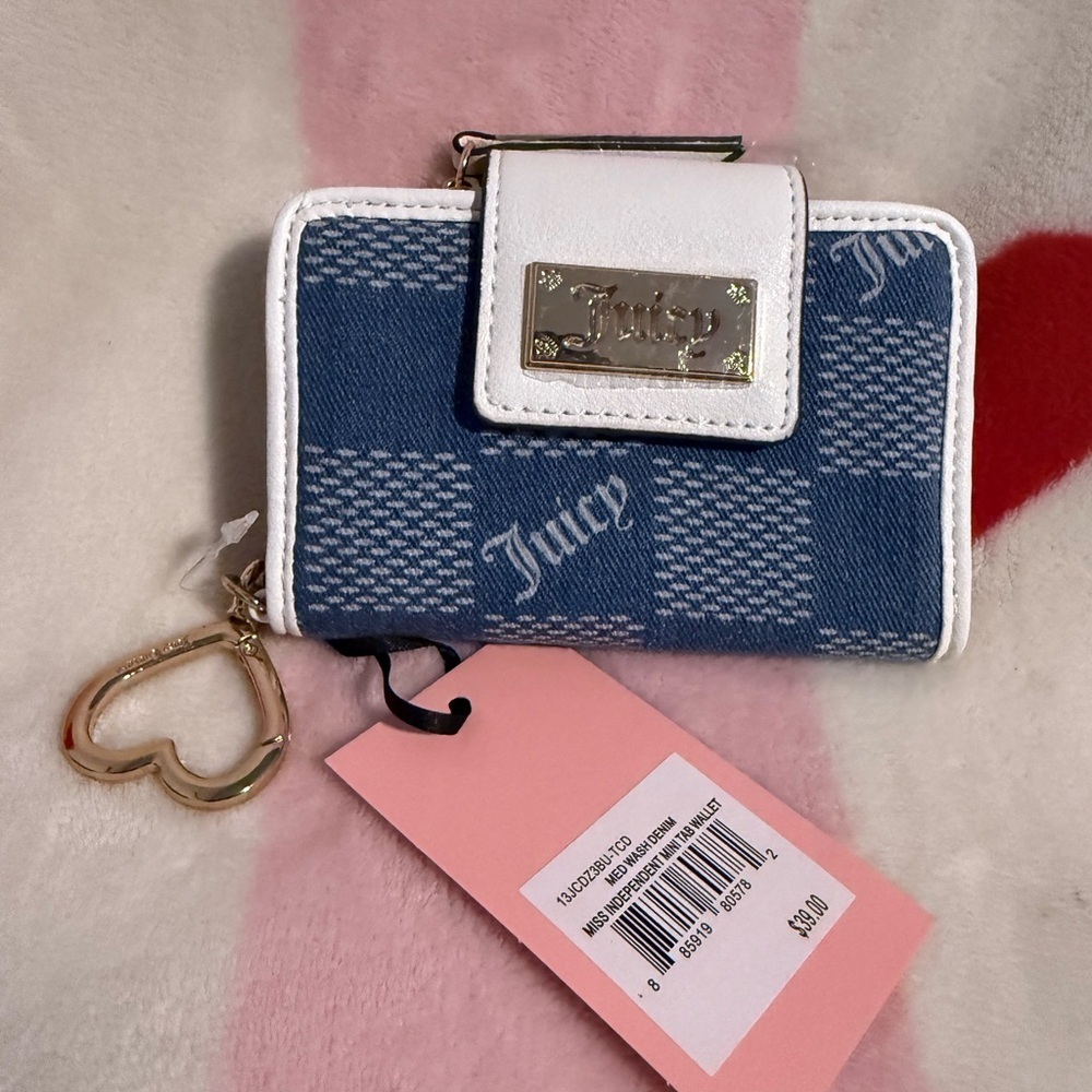 NWT Juicy Couture Miss Independent Mini Tab Wallet in Med Wash Denim
